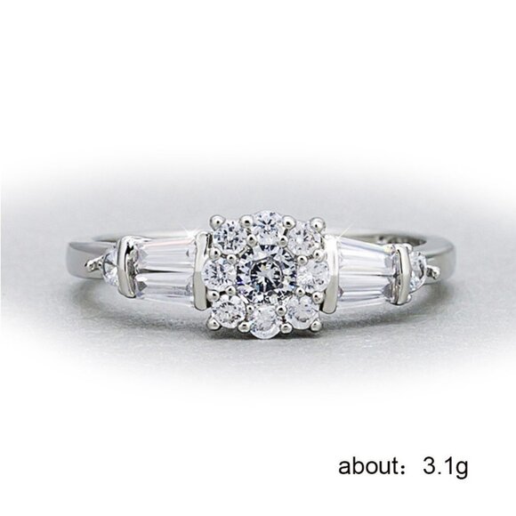 Refine Engagement Sun Flower Pure Zircon Rings for Women, EVGG1235 - Picture 3 of 4